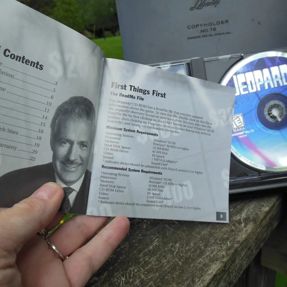 computer game CD ROM Jeopardy featuring Alex Trebek by Hasbro Interactive 1998